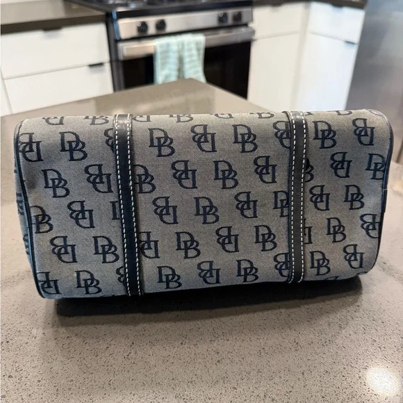 Vintage Y2K Dooney & Bourke Leather Canvas Barrel Bag - Picture 5 of 8